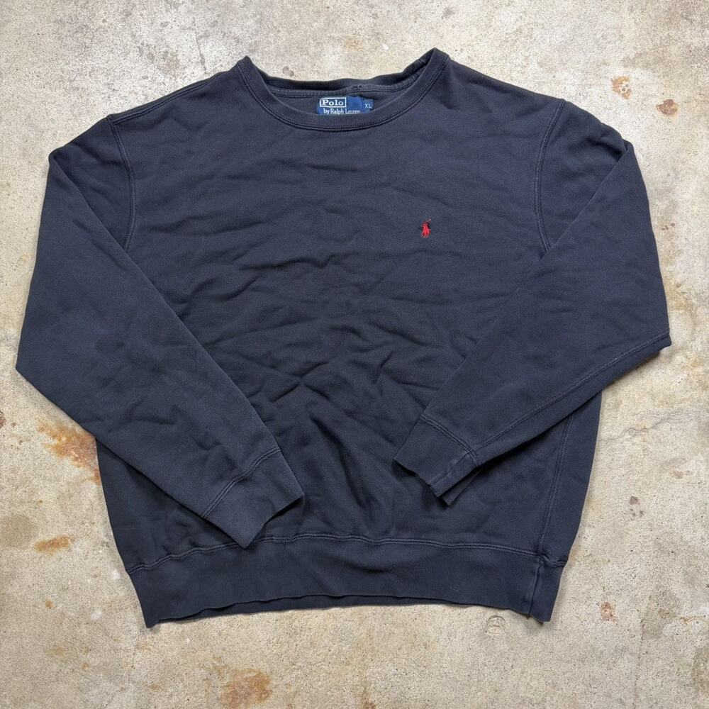 VTG 90s Black Polo Ralph Lauren Crewneck Sweater Size XL